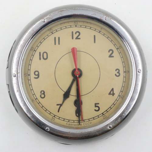 2161 - Soviet Cold War period naval bulkhead clock. UK P&P Group 3 (£30+VAT for the first lot and £8+VAT fo... 