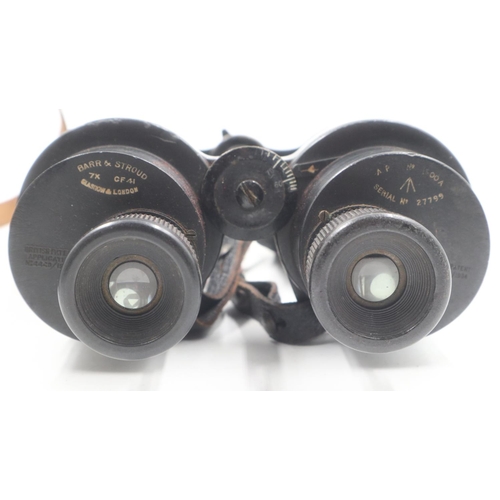 2163 - Barr & Stroud pair of British WWII 7x field binoculars with leather case. UK P&P Group 2 (£20+VAT fo... 