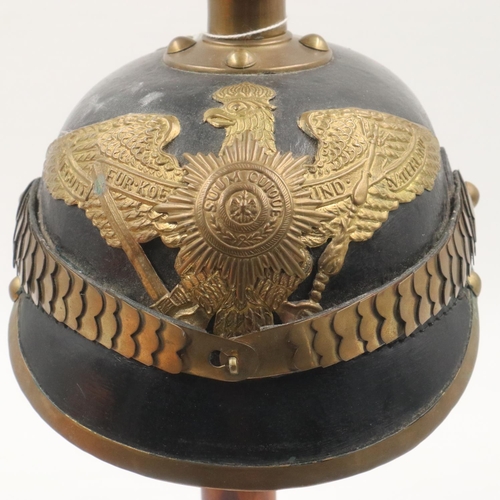 2175 - Museum quality replica Imperial German pickelhaube helmet, with brass mounts and badge, with liner. ... 