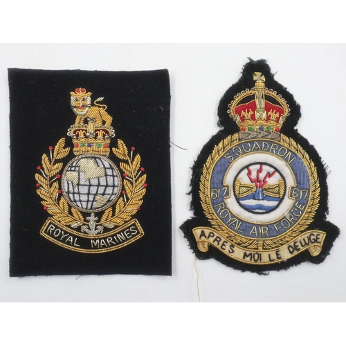 2206 - Modern 617 Squadron RAF and Royal Marines bullion badges. UK P&P Group 1 (£16+VAT for the first lot ... 