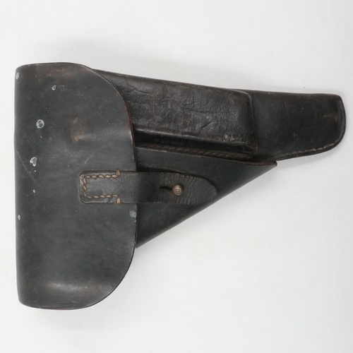 2230 - Early 20th century black leather Luger holster. UK P&P Group 2 (£20+VAT for the first lot and £4+VAT... 