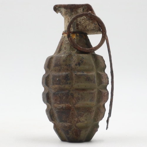 2235 - INERT WWII US Pineapple Grenade. This is an early Pre 1942 Model with a filler screw in the base., T... 