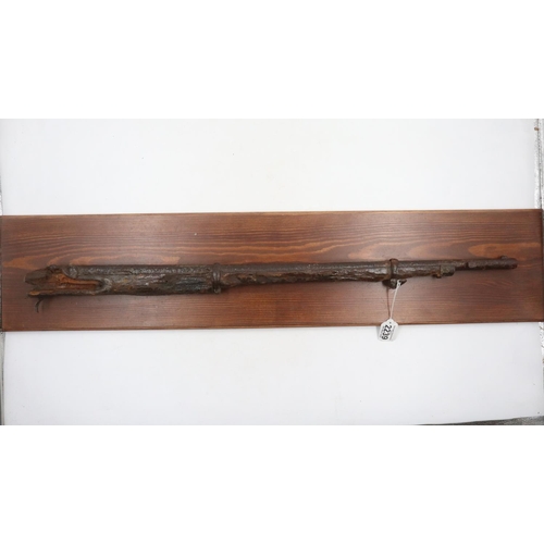 2239 - Crimean War period Relic Enfield 1856 Muzzle Loading Rifle, mounted onto a wooden display board. Not... 