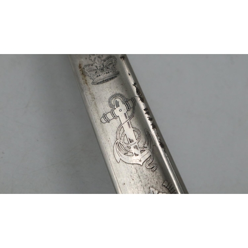 2245 - Modern British M1827 Royal Navy officers sword with scabbard, blade marked Prosser. Not available fo... 