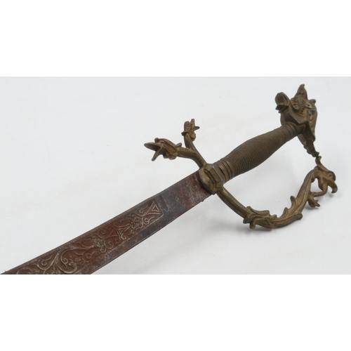 2248 - Turkish Ottoman Empire ceremonial or dress sword with cast brass grip. Not available for in-house P&... 