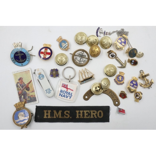 2310 - 20th century naval enamelled badges, uniform buttons and collectables. UK P&P Group 1 (£16+VAT for t... 