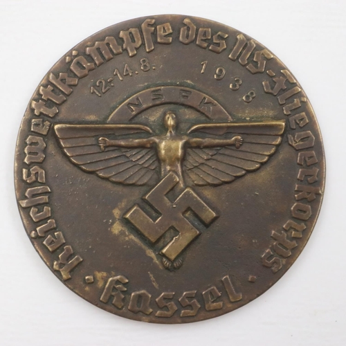 2339 - 1938 German NSFK cased bronze competition table medal. UK P&P Group 1 (£16+VAT for the first lot and... 