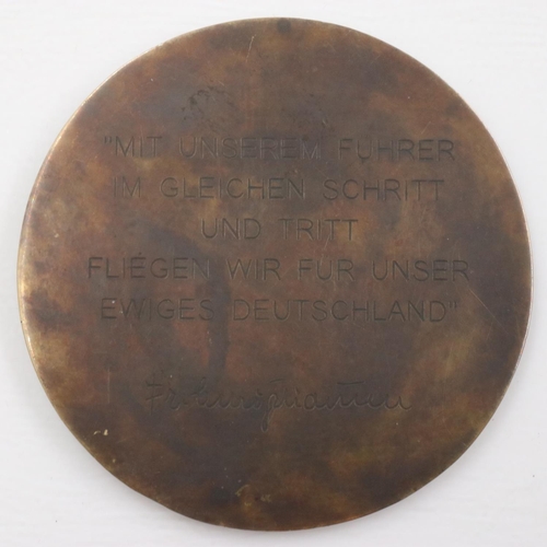 2339 - 1938 German NSFK cased bronze competition table medal. UK P&P Group 1 (£16+VAT for the first lot and... 