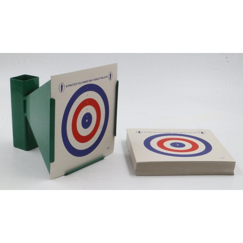 2023A - Funnel shooting green target holder pellet trap for practice, paper targets present, new old stock. ... 