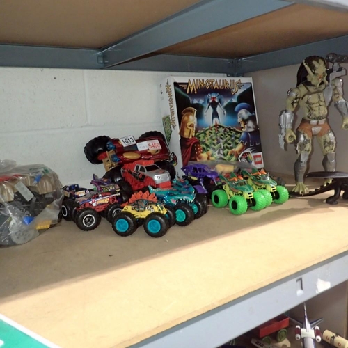 1013 - Toys and action figures to include Lego and Micro Machines, game console and controllers. Not availa... 