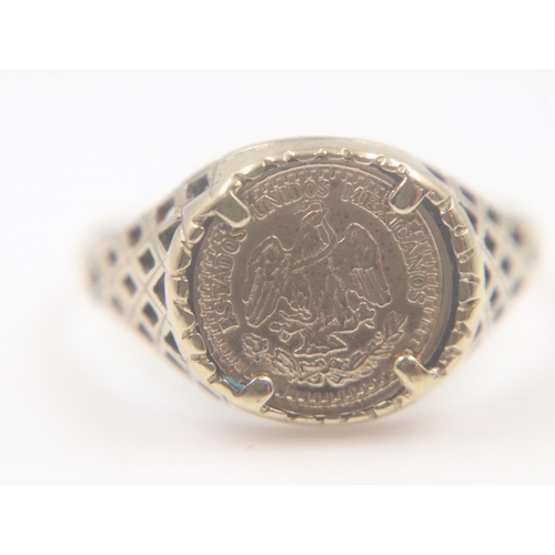 41 - Gold ring, with Mexican gold coin insert. UK P&P Group 0 (£6+VAT for the first lot and £1+VAT for su... 