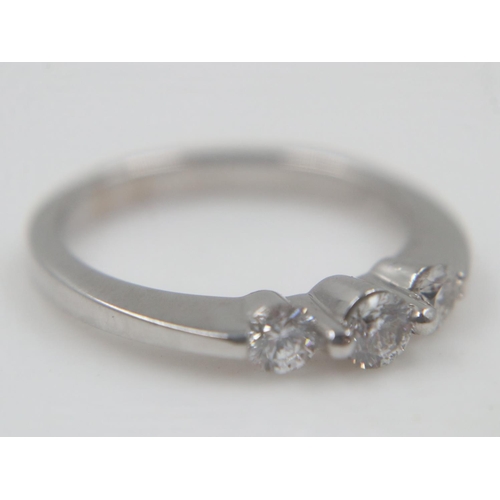 8 - 14ct white gold 0.5cts diamond set trilogy ring, 3.5g, size O. UK P&P Group 1 (£16+VAT for the first... 