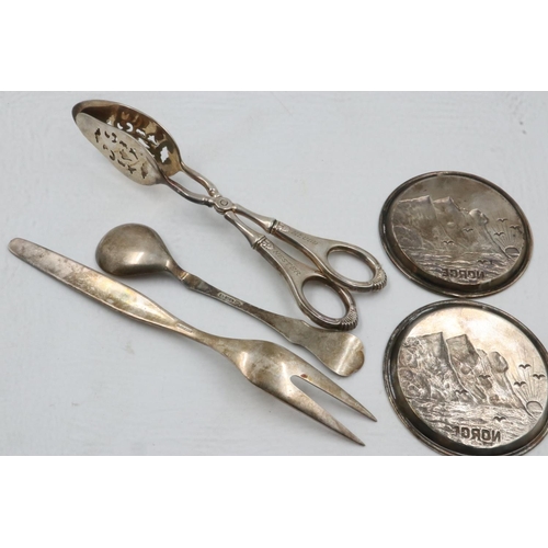 73 - Continental white metal items, some marked, combined 271g. UK P&P Group 2 (£20+VAT for the first lot... 