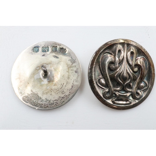 76 - Set of four hallmarked silver Art Nouveau buttons, 36g, within a box-for-six. UK P&P Group 1 (£16+VA... 