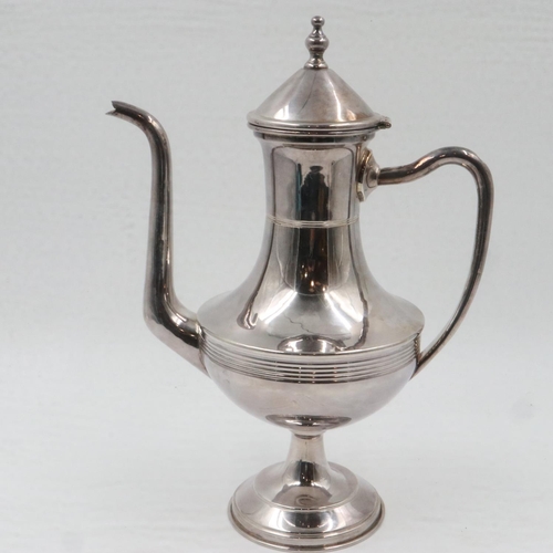 82 - Unmarked white metal coffee pot in the manner of Christopher Dresser, 475g. UK P&P Group 2 (£20+VAT ... 