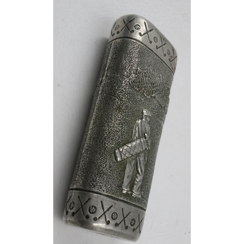 86 - Sterling silver Golfing themed lighter case, 68g. UK P&P Group 1 (£16+VAT for the first lot and £2+V... 