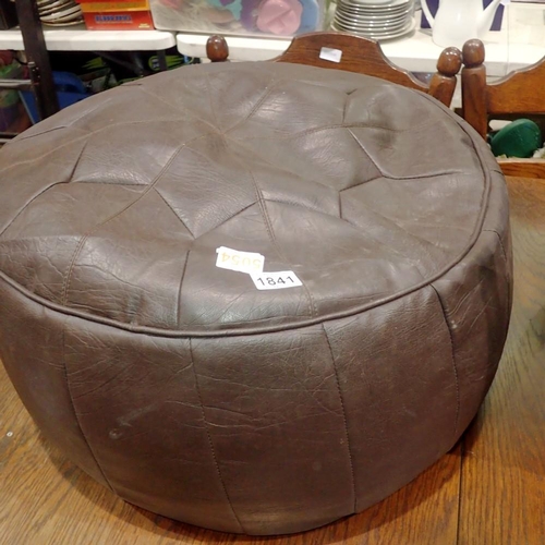 1841 - Leather upholstered pouffe. Not available for in-house P&P