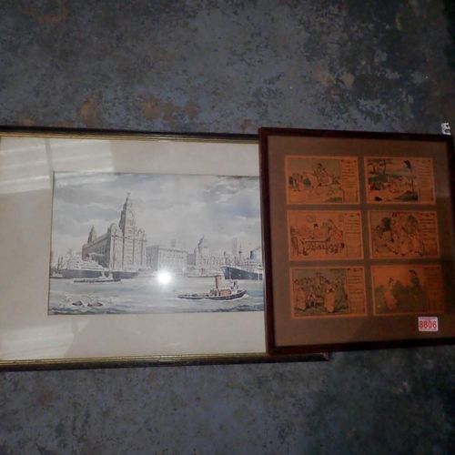 1245 - Framed unsigned Liverpool watercolour and Randalph Candercot framed prints. Not available for in-hou... 