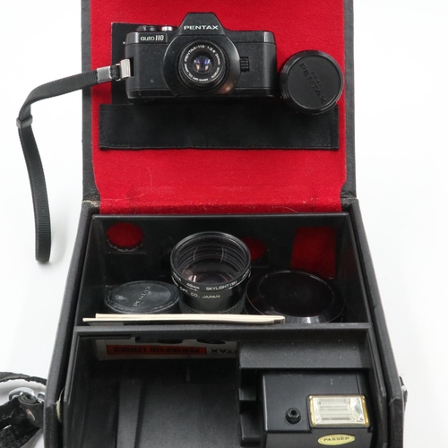 104 - Pentax Auto 110 camera with accessories and case. UK P&P Group 2 (£20+VAT for the first lot and £4+V... 