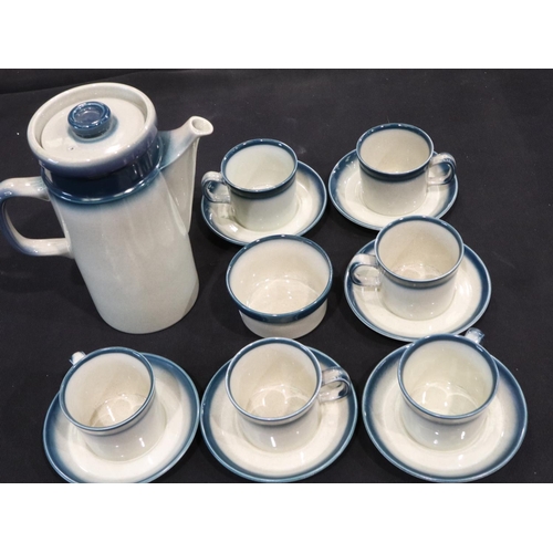 114 - Wedgwood fourteen piece Blue Pacific coffee set. Not available for in-house P&P