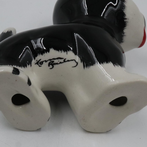 134 - Lorna Bailey dog, Bengo, no cracks or chips, H: 14 cm. UK P&P Group 1 (£16+VAT for the first lot and... 