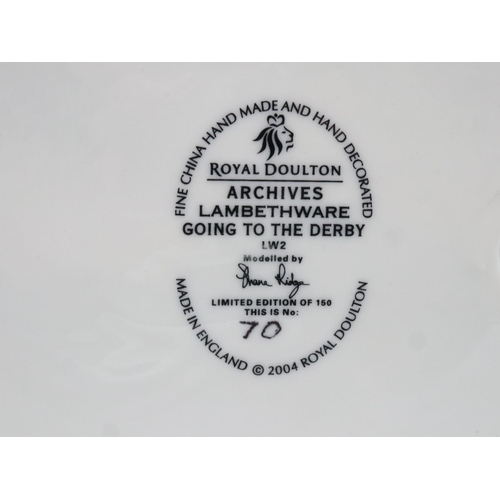 167 - Boxed Royal Doulton Archives Going to the Derby limited edition with certificate, no cracks or chips... 