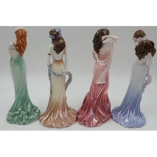 169 - Four Coalport limited edition figurines, Emerald, Topaz, Sapphire and Ruby, largest H: 24 cm, no cra... 