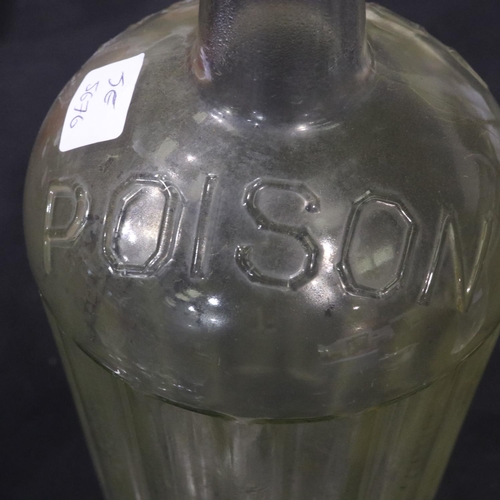 177 - Large glass poison bottle. H37cm  Not available for in-house P&P