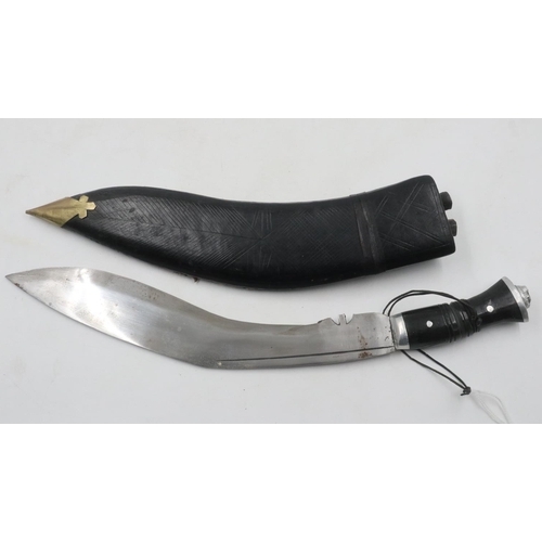 2252 - Gurkha kukri with black leather sheath. UK P&P Group 2 (£20+VAT for the first lot and £4+VAT for sub... 