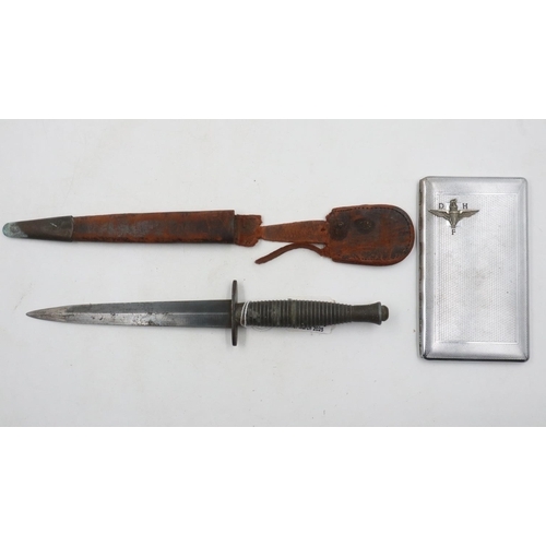 2254 - British WWII Fairbairn Sykes model 3 'Commando' dagger, with metal-mounted leather sheath, un-named.... 