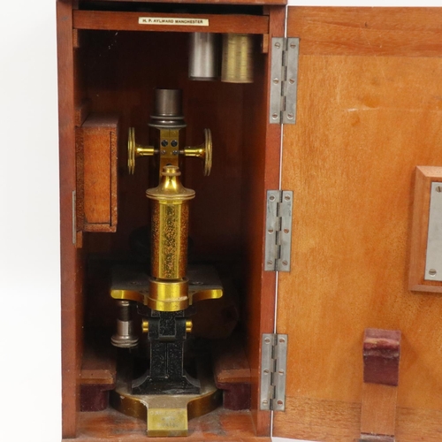 240 - Cased brass microscope by C. Reichert Vienna no. 16182. Not available for in-house P&P