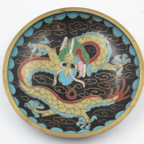 247 - Cloisonné dragon circular dish. UK P&P Group 2 (£20+VAT for the first lot and £4+VAT for subsequent ... 