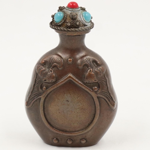 248 - Bronze Oriental perfume bottle, H: 60 mm. UK P&P Group 2 (£20+VAT for the first lot and £4+VAT for s... 