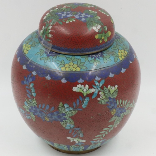 251 - Cloisonné ginger jar, H: 23 cm. UK P&P Group 2 (£20+VAT for the first lot and £4+VAT for subsequent ... 