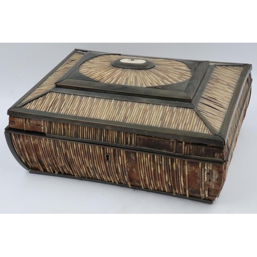 252 - Large porcupine quill jewellery box with internal lidded compartments, 32 x 23 cm. UK P&P Group 2 (£... 