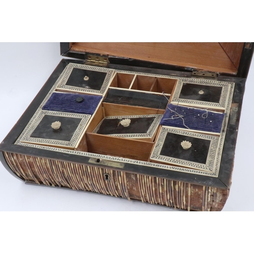 252 - Large porcupine quill jewellery box with internal lidded compartments, 32 x 23 cm. UK P&P Group 2 (£... 