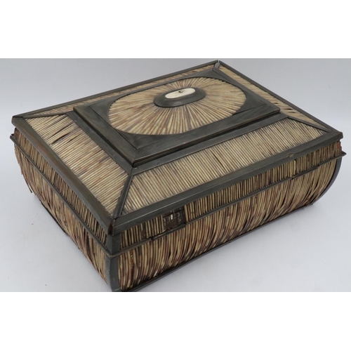 252 - Large porcupine quill jewellery box with internal lidded compartments, 32 x 23 cm. UK P&P Group 2 (£... 