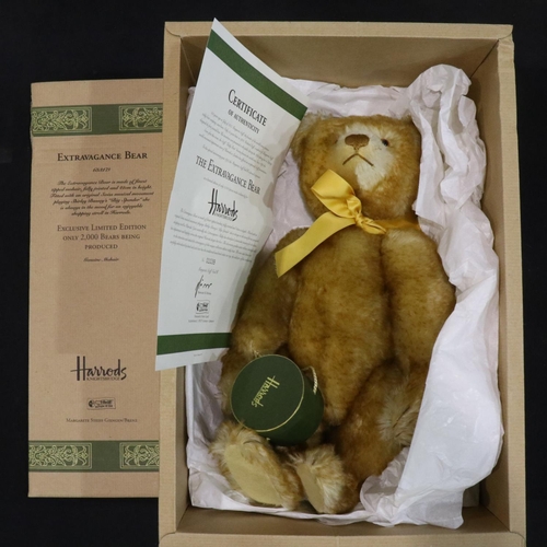 260 - Steiff Harrods Extravagance Bear 1997, with original box and certificate, music plays ( big spender ... 