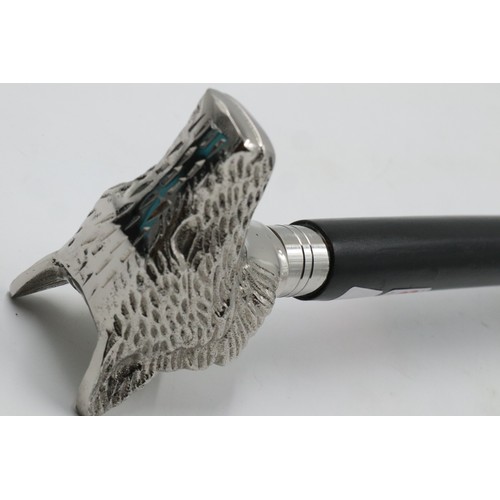 269 - Chrome wolfs head handled walking stick. UK P&P Group 3 (£30+VAT for the first lot and £8+VAT for su... 