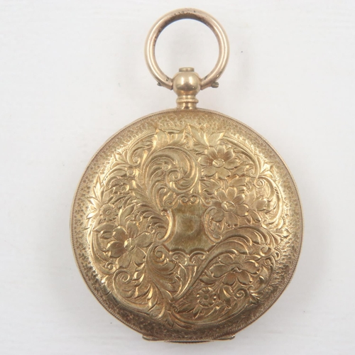 67 - 18ct gold cased fob watch with key, working at lotting, 42g. UK P&P Group 1 (£16+VAT for the first l... 