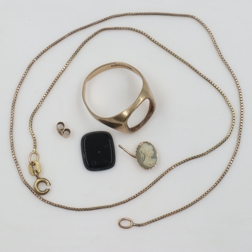 38 - Mixed 9ct gold damaged jewellery, gross weight (including stones) 5.8g. UK P&P Group 0 (£6+VAT for t... 