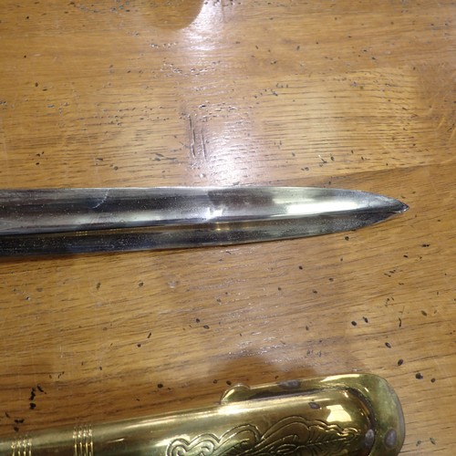 2245 - Modern British M1827 Royal Navy officers sword with scabbard, blade marked Prosser. Not available fo... 