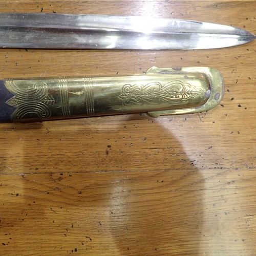 2245 - Modern British M1827 Royal Navy officers sword with scabbard, blade marked Prosser. Not available fo... 