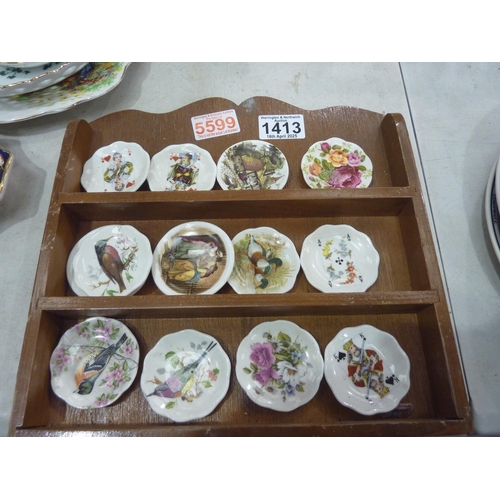 1413 - Wall mounted display of miniature pin trays. Not available for in-house P&P