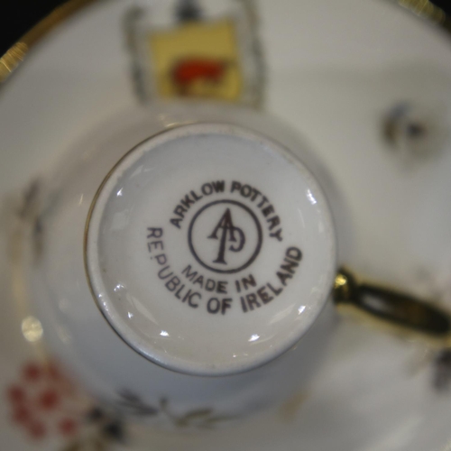 138 - Fourteen piece Arklow Pottery coffee set with gilt interiors, commissioned for the O'Malley family. ... 