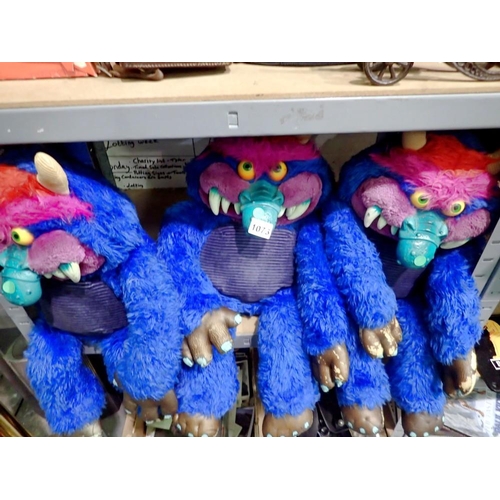 1073 - Three My Pet Monster plush toys by Amtoy 1986, no helmets, handcuffs or shirts. UK P&P Group 2 (£20+... 