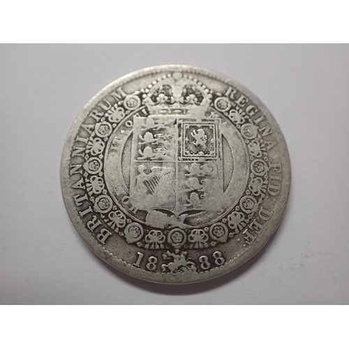 1108 - 1888 silver half crown of queen Victoria . UK P&P Group 0 (£6+VAT for the first lot and £1+VAT for s... 