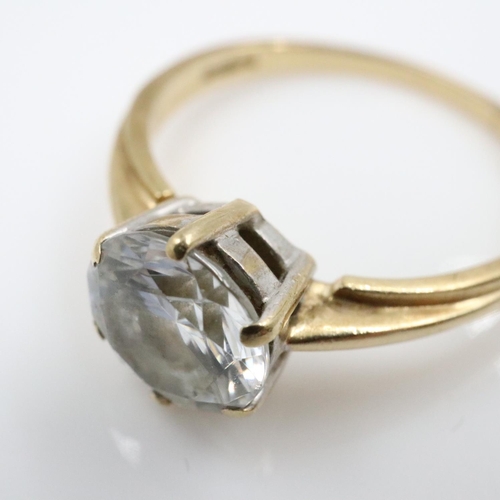 13 - 9ct gold CZ set solitaire ring, size Q, 3.3g. UK P&P Group 0 (£7+VAT for the first lot and £1+VAT fo... 