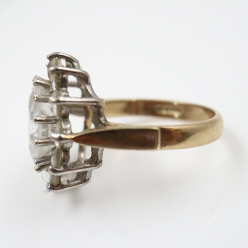 26 - 9ct gold CZ set cocktail ring, size Q, 6.2g. UK P&P Group 0 (£7+VAT for the first lot and £1+VAT for... 