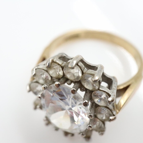 26 - 9ct gold CZ set cocktail ring, size Q, 6.2g. UK P&P Group 0 (£7+VAT for the first lot and £1+VAT for... 